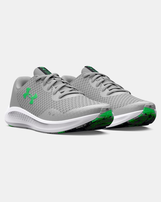 Boys' Grade School UA Charged Pursuit 3 Running Shoes in Gray image number 3